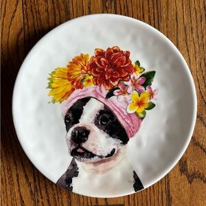 Pier 1 Imports 8.5” Dolomite Summer Dog Plate